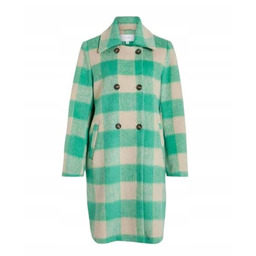 Vila płaszcz damski zielony w kratę, rozmiar 38
