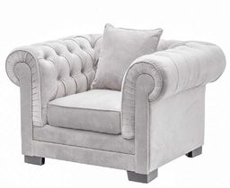 Fotel Chesterfield Classic Velvet Light Grey 118x96x77cm, 118