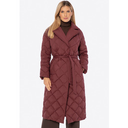 Puchowy płaszcz z naturalnym wypełnieniem bordowy
