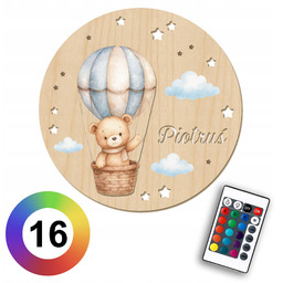 Lampka 3D Miś w Balonie na Ścianę