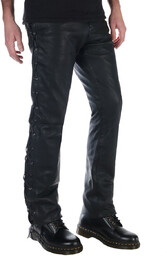 spodnie skórzane GMTIE, proste z bocznymi rzemieniami UNISEX-XS