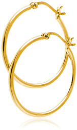 Eleganckie klasyczne pozłacane srebrne kolczyki gładkie koła kółka