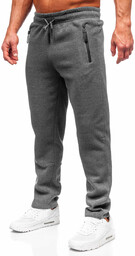 Szare spodnie męskie dresowe nadwymiarowe Denley JX9826