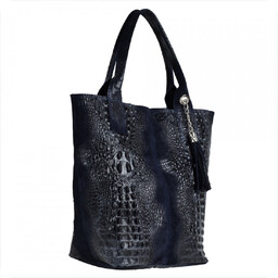 Granatowa torebka shopper /krokodylek/ bardzo lekka XL
