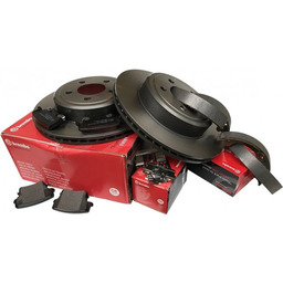 Tylne klocki szczęki oraz WENTYLOWANE tarcze hamulcowe BREMBO