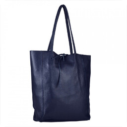 Torebka skórzana super lekka shopper granatowa