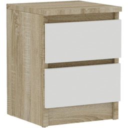 Szafka Nocna 2 Szuflady Dąb Sonoma Biały Mat