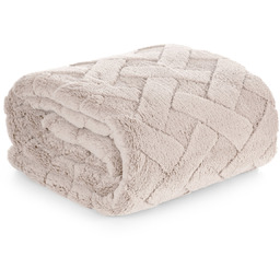 Koc 170 x 210 Pluszowy Jodełka Caro Beż