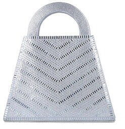 Torebka Wieczorowa Srebrna Z Kamyczkami Menbur Z Łańcuszkiem