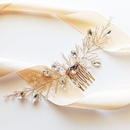 Kokonet, Złota Ozdoba Do Włosów, Ozdobny Grzebyk, Kryształki,