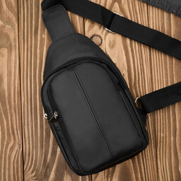 Skórzany plecak męski na jedno ramię miejski czarny