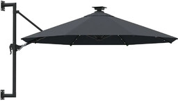 Edinos Okrągły parasol ścienny z oświetleniem LED antracyt