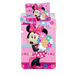 Pościel 140x200 Myszka Mini Minnie Mouse kwiaty poszewka