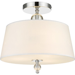 PLAFON Cancun srebrny stelaż, kryształowe detale, okrągły biały