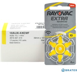 60 x baterie do aparatów słuchowych Rayovac Extra