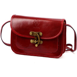 Elegancka damska listonoszka przez ramię skórzana złote okucia