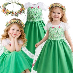 Strój Pani Wiosna Sukienka Dzień Wiosny Wianek Zestaw