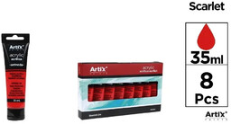Farba akrylowa czerwień błyszcząca 35ml (8szt) - Artix