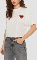 KARL LAGERFELD Biały damski top Hearts Cropped