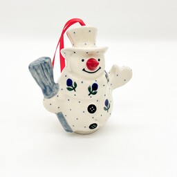 Bombka choinkowa Bałwanek – ceramika bolesławiecka, ręcznie malowana