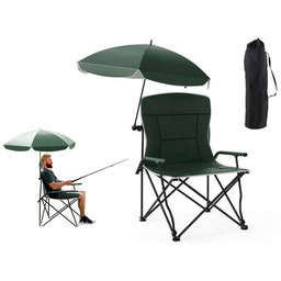 Składane KRzesło Rybackie Ogrodowe z Parasolem Fotel Ogrodowy