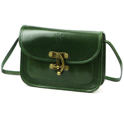 Elegancka damska listonoszka przez ramię skórzana złote okucia