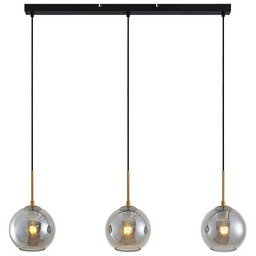 Lindby - Hiwana 3 Lampa Wisząca Smoke/Brass