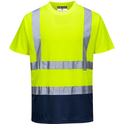 - T-shirt ostrzegawczy dwukolorowy - żółty-granatowy M