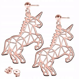 Kolczyki Pozłacane Jednorożce Blaszka Origami z Jednorożcem SREBRO