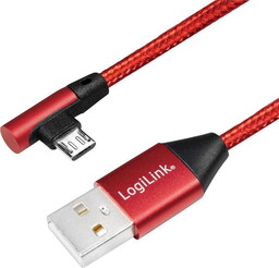 LogiLink micro USB w oplocie 0.3m kątowy czerwony
