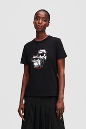 KARL LAGERFELD Czarny damski t-shirt Ikon Sketch Duo