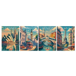 Brulion A5/96K kratka z margines Retro City (5szt)