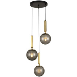 Lampa wisząca mosiężna z szklanymi kloszami 3-punktowa PND-2324-3A