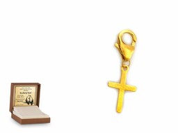 Złota zawieszka 585 charms krzyżyk prezent grawer