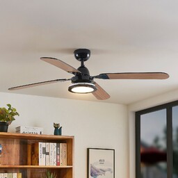 Wentylator sufitowy LED Tedric, czarny, cichy, 133 cm