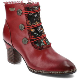 Czerwone Botki Laura Vita Eleganckie Buty Na Obcasie