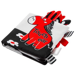 BOCIOLAND Miękka szeleszcząco-grzechocząca książeczka kontrastowa Konik