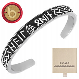 Bransoletka męska BANGLA VALKNUT runy VIKINGS STAL chirurgiczna