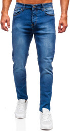 Granatowe spodnie jeansowe męskie regular fit Denley 6743