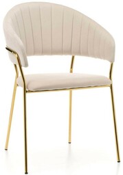 Krzesło Glamour beżowe C-889 Złote nogi, Welur