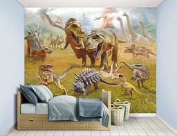 Walltastic Dinosaur Land 46504 tapeta mural, papier FSC,
