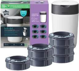 TOMMEE TIPPEE Pojemnik na pieluszki biały + 6