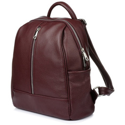 Pudrowy Róż Włoski Plecak Skórzany A4 Damski Pojemny