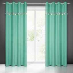 Eurofirany Zasłona 140x250 Kids miętowa z kolorową aplikacją