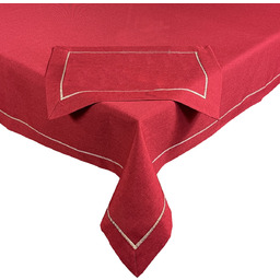 Obrus prostokątny czerwony ze złotą lamówką 8o3