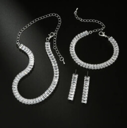 Komplet ślubny biżuteria cyrkonie naszyjnik bransoletka i kolczyki