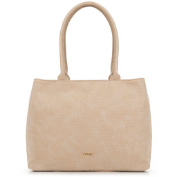 Torebka shopperka z ekoskóry z tłoczonym wzorem beżowa