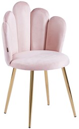 Krzesło muszelka Glamour DC-1800 złote nogi, różowy welur