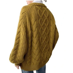 Sweter Damski Pleciony Oversize Musztardowy