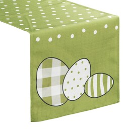 Eurofirany Obrus bieżnik świąteczny 35x140 Wiosna zielony biały